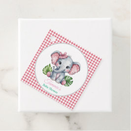 Pink Hair Bow Niedlich Elefant Danke Baby Dusche Geschenkanhänger