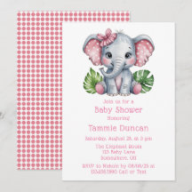 Pink Hair Bow Niedlich Elephant Baby Dusche