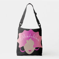 Pink Hair Girl Ombre Beauty Name Drawstring Bag