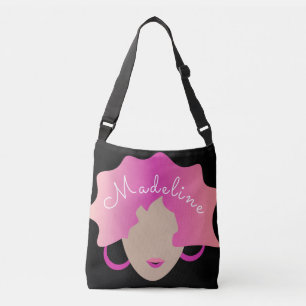 Pink Hair Girl Ombre Beauty Name Drawstring Bag Tragetaschen Mit Langen Trägern