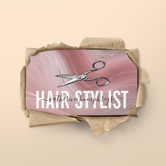 Pink Hair Stylist Business Card Visitenkarte (Von Creator hochgeladen)