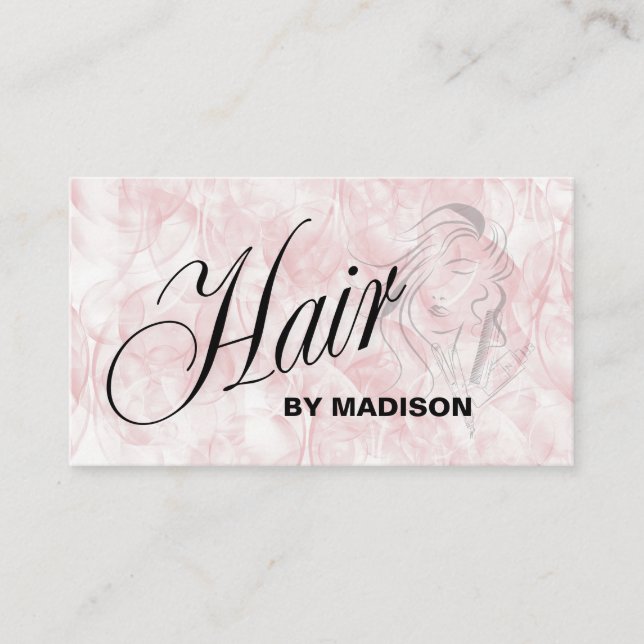 Pink Hair Stylist QR Code  Visitenkarte (Vorderseite)