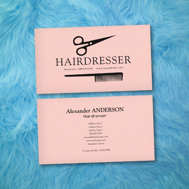Pink Hairdresser Visitenkarte (Pink Hairdresser Business Card)