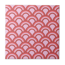 Pink Half Circle Japanische Wellengeometrie Muster