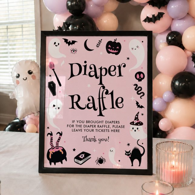 Pink Halloween Baby Duschdusche Windeln Raffel Poster (Von Creator hochgeladen)