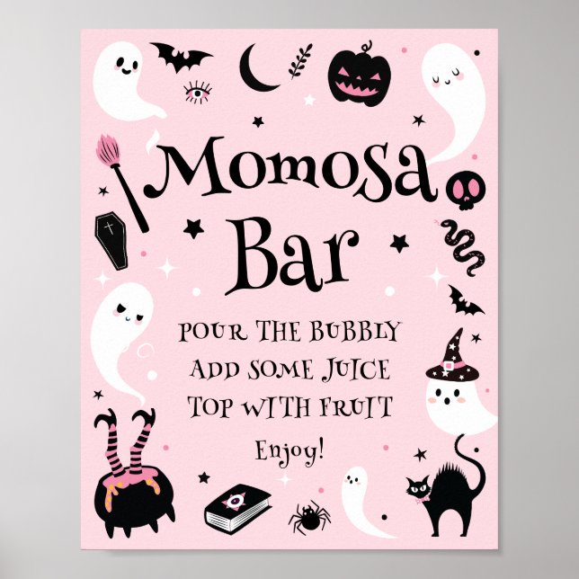 Pink Halloween Baby Dusche Momosa Bar Poster (Vorne)
