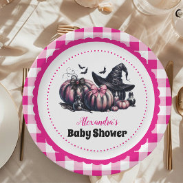 Pink Halloween Baby Dusche Pappteller