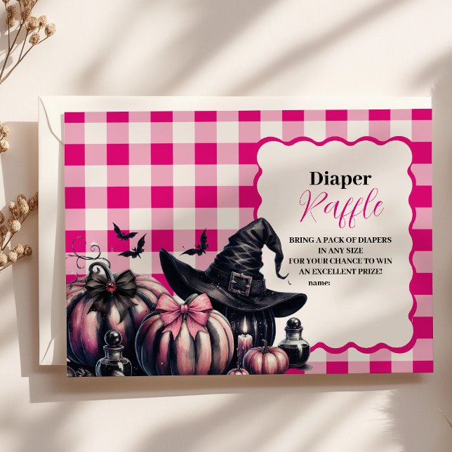Pink Halloween Baby Duwer Raffle Diapper Begleitkarte (Von Creator hochgeladen)