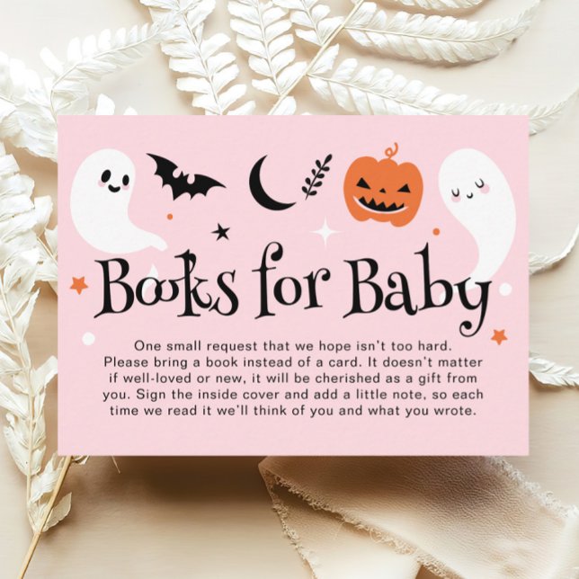 Pink Halloween Baby Showbücher für Baby Begleitkarte (Von Creator hochgeladen)