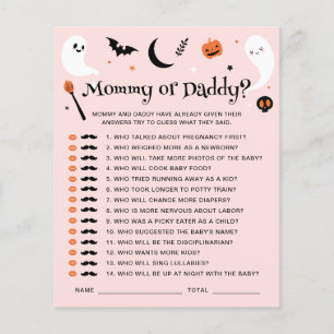 Pink Halloween Baby Shower Mommy oder Daddy Game