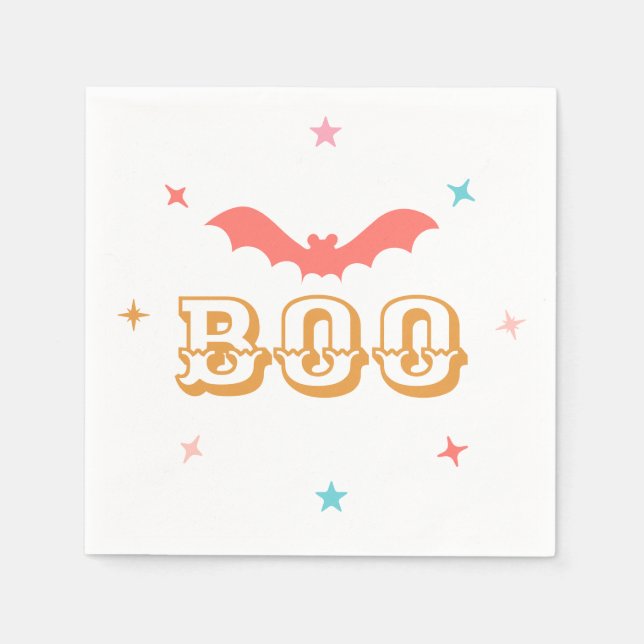 Pink Halloween Boo Paper Napkin Serviette (Vorderseite)