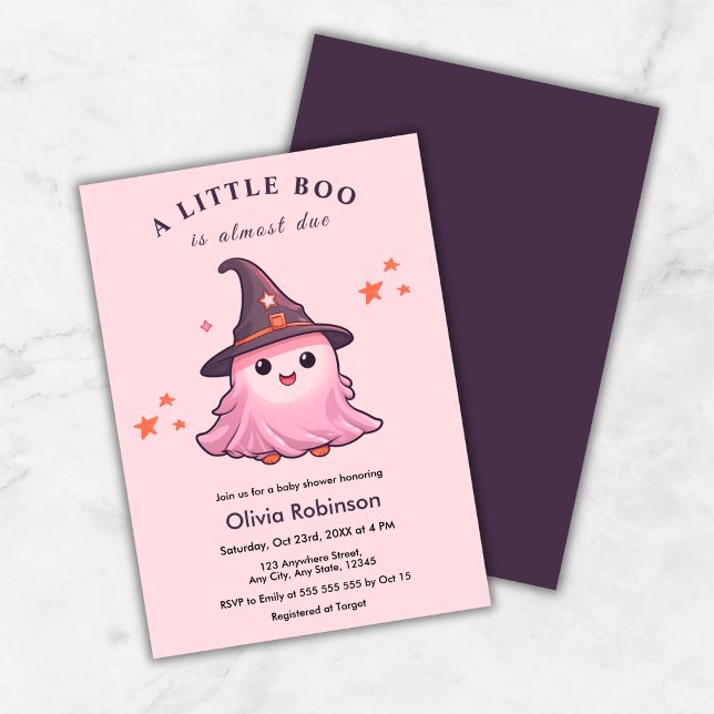 Pink Halloween eine kleine Boo Baby-Dusche Einladung (Pink Halloween A Little Boo Baby Shower Invitation )