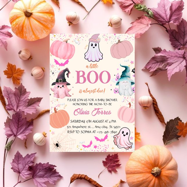 Pink Halloween eine kleine Boo Ghost Baby Dusche Einladung (Von Creator hochgeladen)