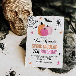 Pink Halloween Geburtstagsparty für Mädchen Einladung