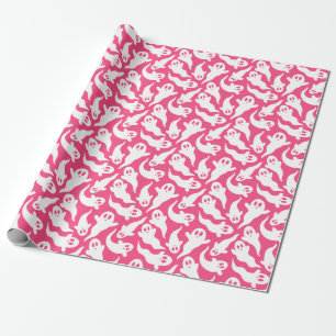 Pink Halloween Ghost Pattern Geschenkpapier