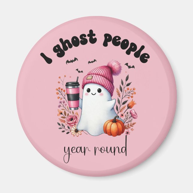 Pink Halloween introvertierte Kaffeegastästhesie Magnet (Vorne)