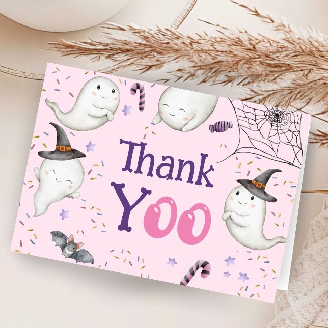 Pink Halloween Kinderdusche geklappt Danke Karte (Von Creator hochgeladen)