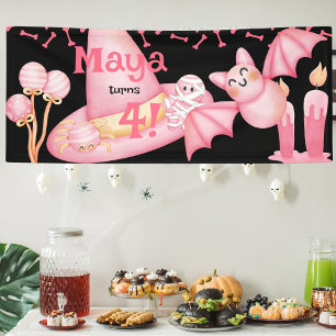 Pink halloween niedlich hexen den Geburtstag Banner
