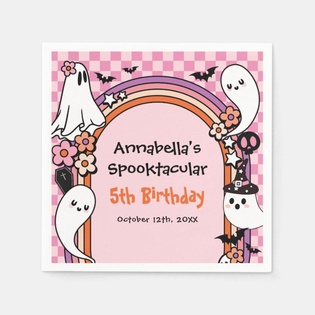 Pink Halloween Party für Kinder Serviette (Vorderseite)