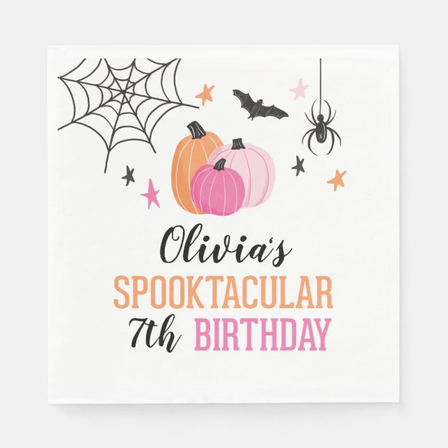 Pink Halloween Spooktacular Geburtstagsparty Serviette (Vorderseite)