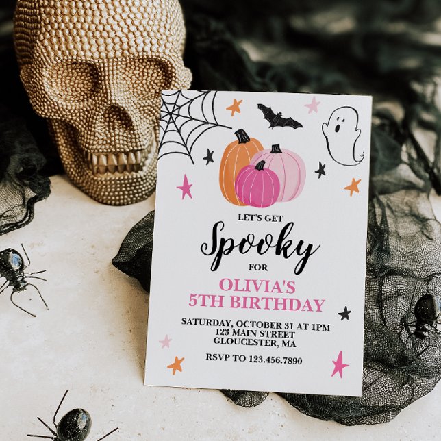 Pink Halloween Spooktacular Girl Geburtstag Einladung (Von Creator hochgeladen)
