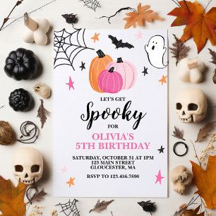 Pink Halloween Spooktacular Mädchen-Geburtstags-Ei Einladung