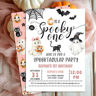 Pink Halloween Spooky ONE 1. Geburtstag Einladung