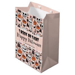Pink Halloween Trick oder Behandeln von benutzerde Mittlere Geschenktüte