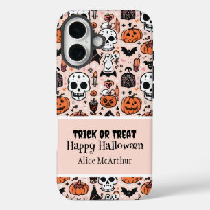 Pink Halloween Trick oder Treat Individuelle Name iPhone 16 Hülle