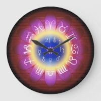 Pink Halo Zodiac Astrologie Symbole Wall Clock