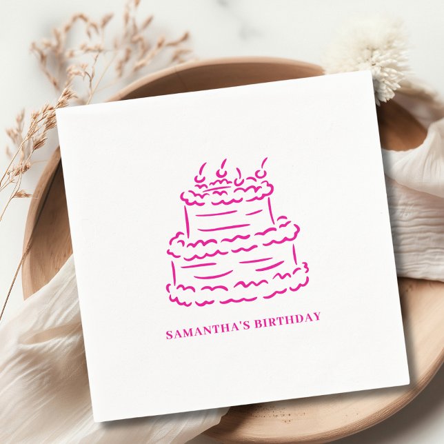 Pink Hand Draodle Doodle Kuchen Geburtstag Serviette (Von Creator hochgeladen)