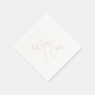 Pink Hand Drawn Bow Girl Babydusche Serviette