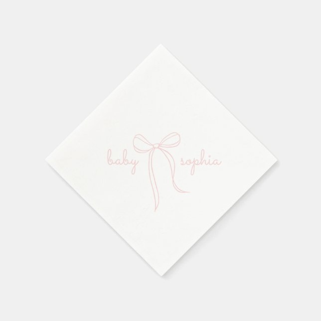 Pink Hand Drawn Bow Girl Babydusche Serviette (Ecke)