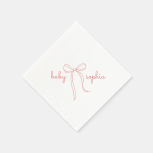 Pink Hand Drawn Bow Girl Babydusche Serviette