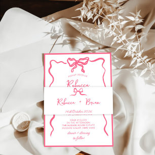 Pink Hand Drawn Bow Ribbon Sketch Hochzeit Einladungsbanderole