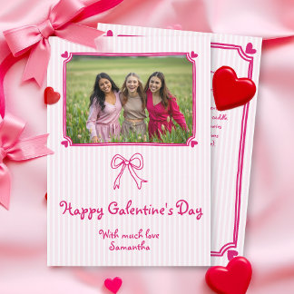 Pink hand drawn scribble Galentine's Day photo Feiertagskarte