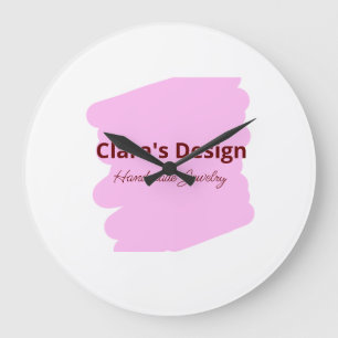Pink handgefertigte Schmuck hinzufügen Name Text m Große Wanduhr