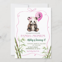 Pink Handgezogen Girl Panda mit Bow Birthday