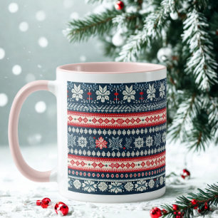 Pink Handle Ugly Christmas Sweater Snowflake Tasse