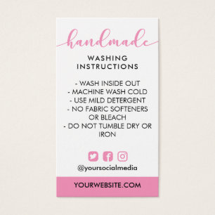 Pink Handmade Wash Instructions Social Media