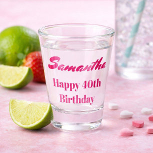 Pink Happy 40. Geburtstag Schnapsglas