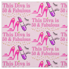 PINK HAPPY 50. FABULOUS DIVA FABRIC STOFF