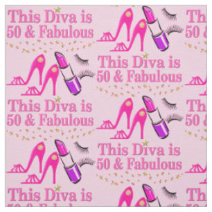 PINK HAPPY 50. FABULOUS DIVA FABRIC STOFF