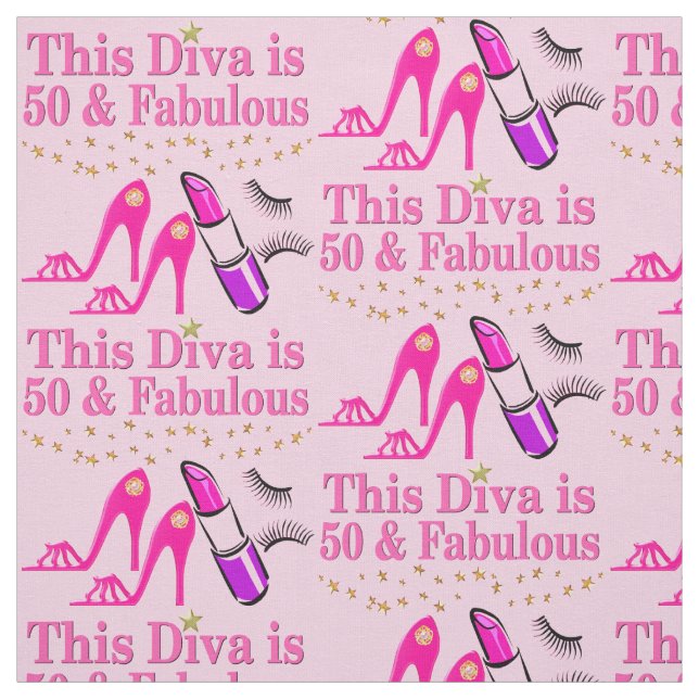PINK HAPPY 50. FABULOUS DIVA FABRIC STOFF (Muster)