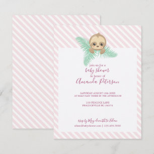 Pink Happy Baby Sloth Baby Dusche Einladung