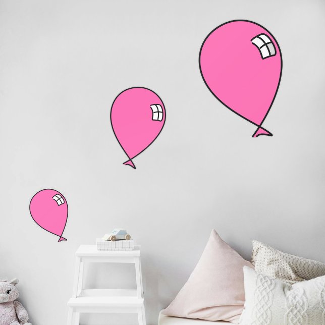 Pink Happy Balloons Drei Größen Fensterklammer Fensteraufkleber (Lovely touches for your spaces.)