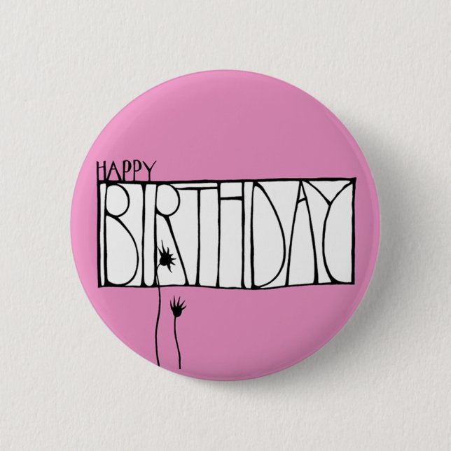 Pink Happy Birthday Button (Vorderseite)