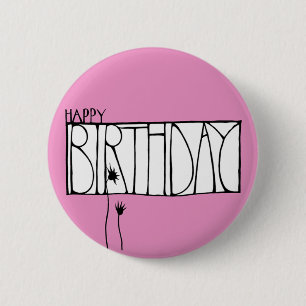 Pink Happy Birthday Button