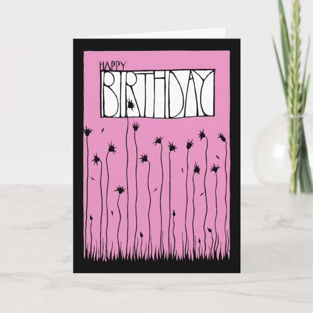 Pink Happy Birthday Card Karte (Vorderseite)