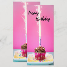 Pink Happy Birthday Flat Card – Cake&Candle Theme